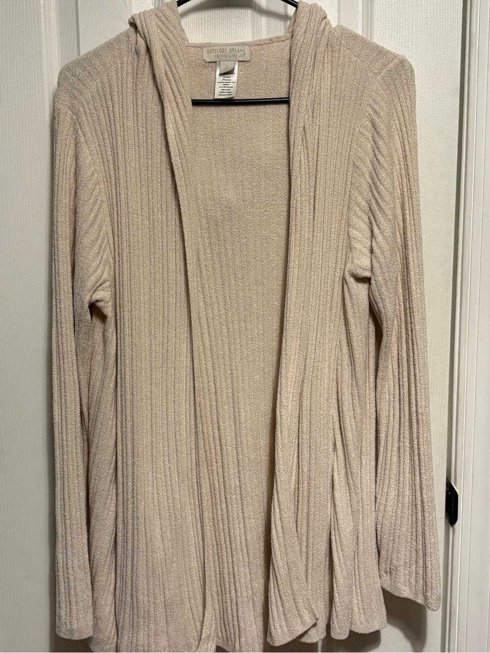 Barefoot Dreams Beige Ribbed cardigan cozy chic ultra lite